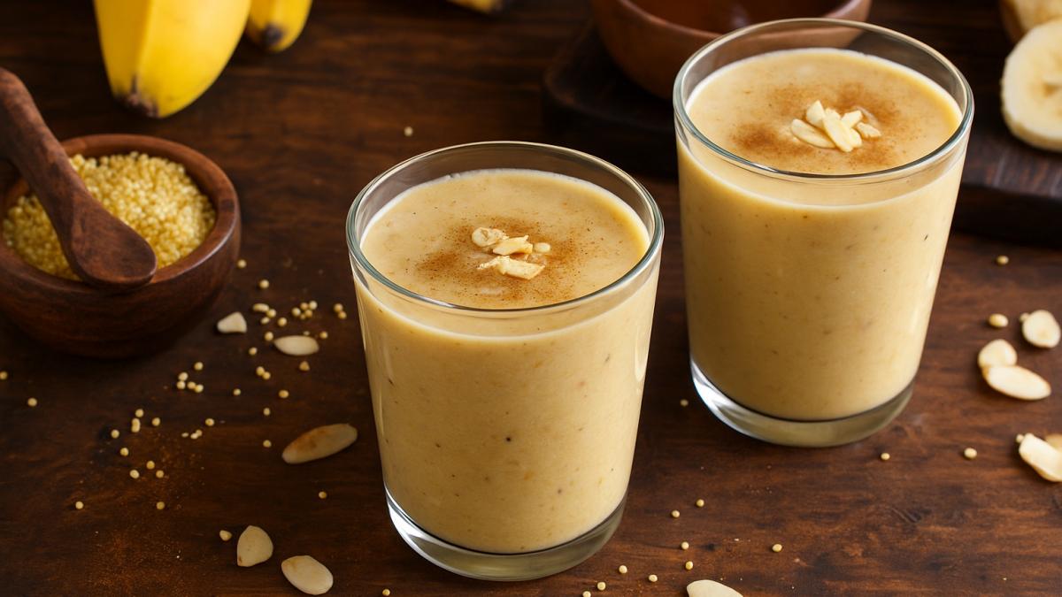 Пшённый смузи с бананом и миндальным молоком Пшённый смузи с бананом и миндальным молоком