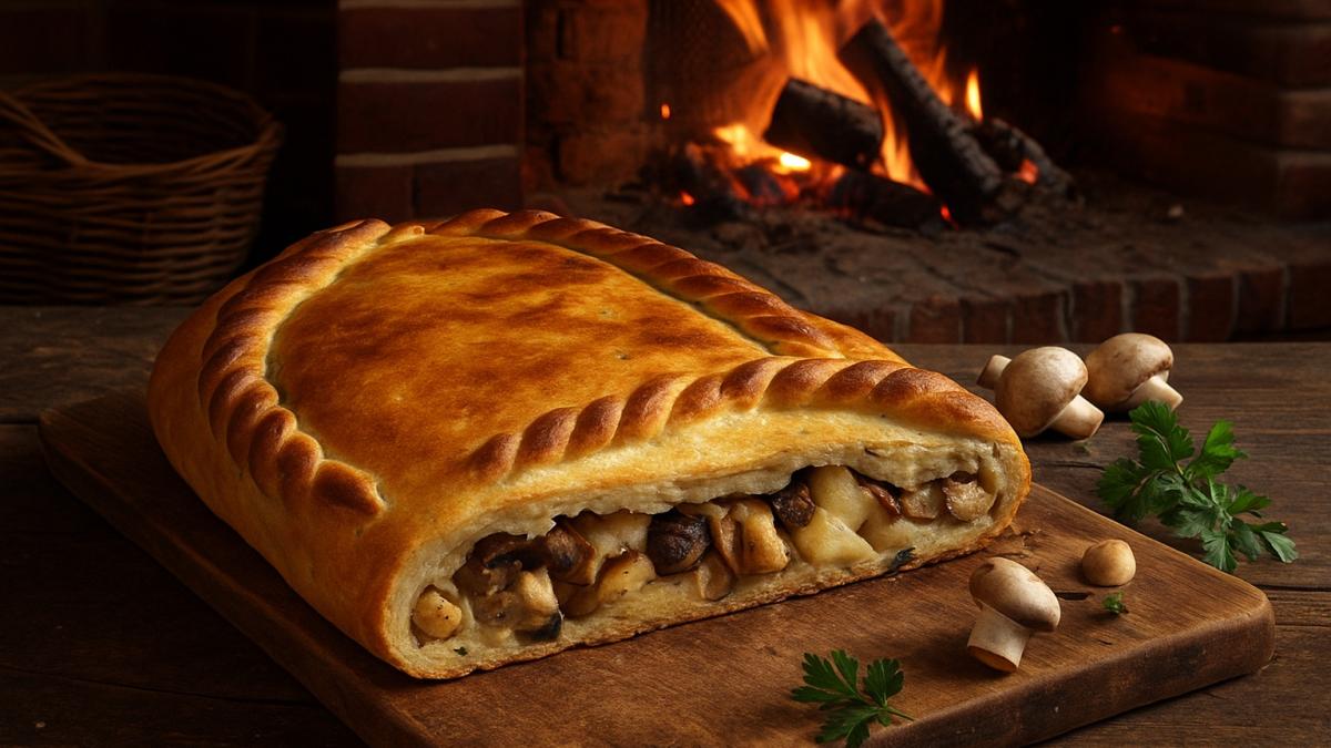 Кулебяка с грибами и картофелем Кулебяка с грибами и картофелем