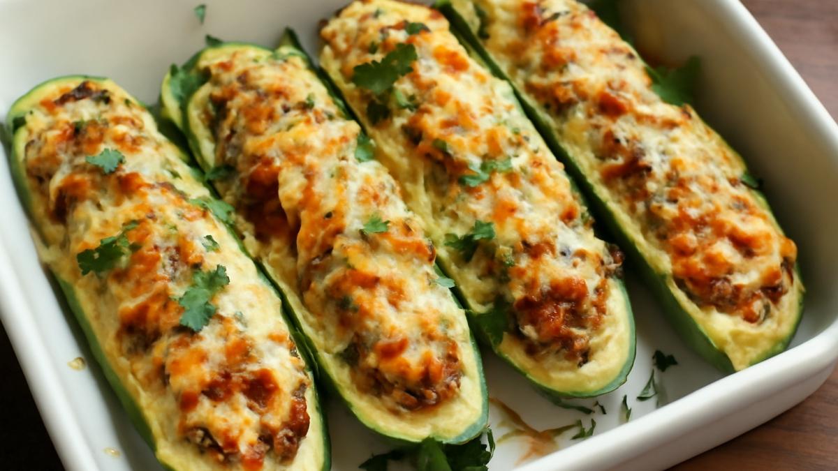 Фаршированные кабачки под сыром Фаршированные кабачки под сыром