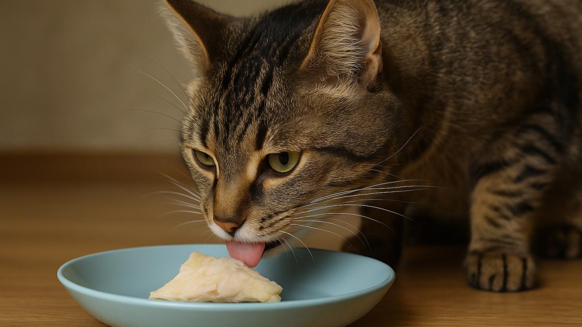 Кошка ест из миски Кошка ест из миски