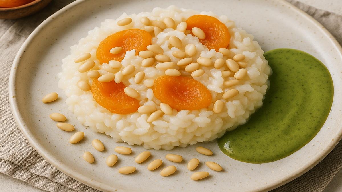 Десерт из риса, кураги и кедровых орехов Десерт из риса, кураги и кедровых орехов