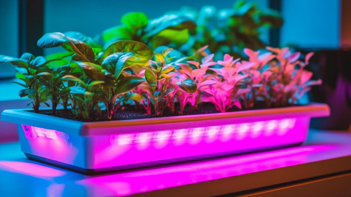 рассада под лампой