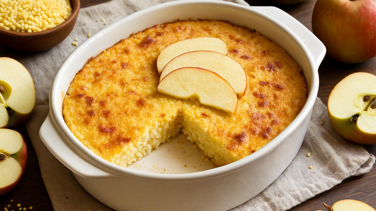 Пшённая запеканка с творогом и яблоками Пшённая запеканка с творогом и яблоками