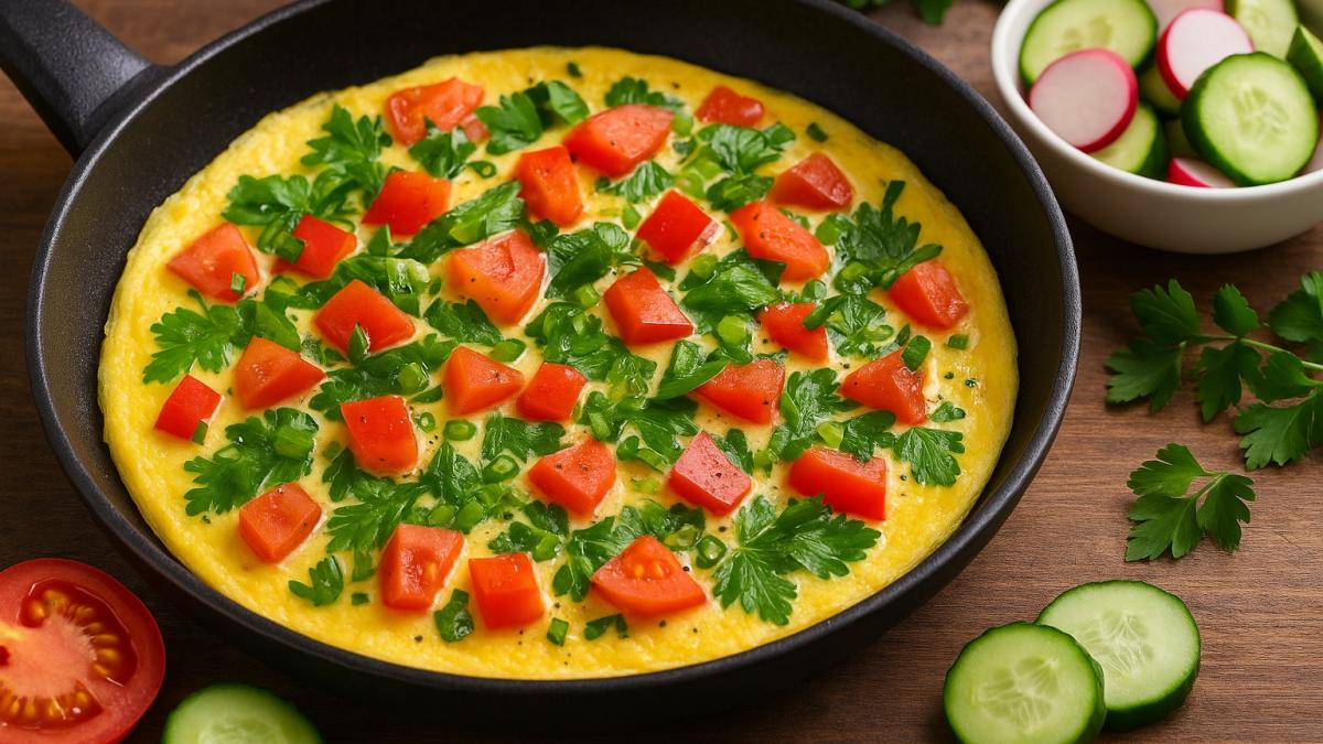 Омлет с овощами и зеленью Омлет с овощами и зеленью