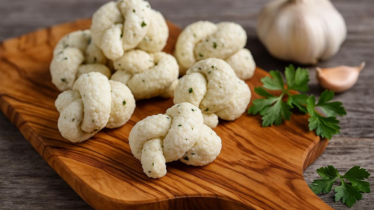 Узлы из творога и чеснока