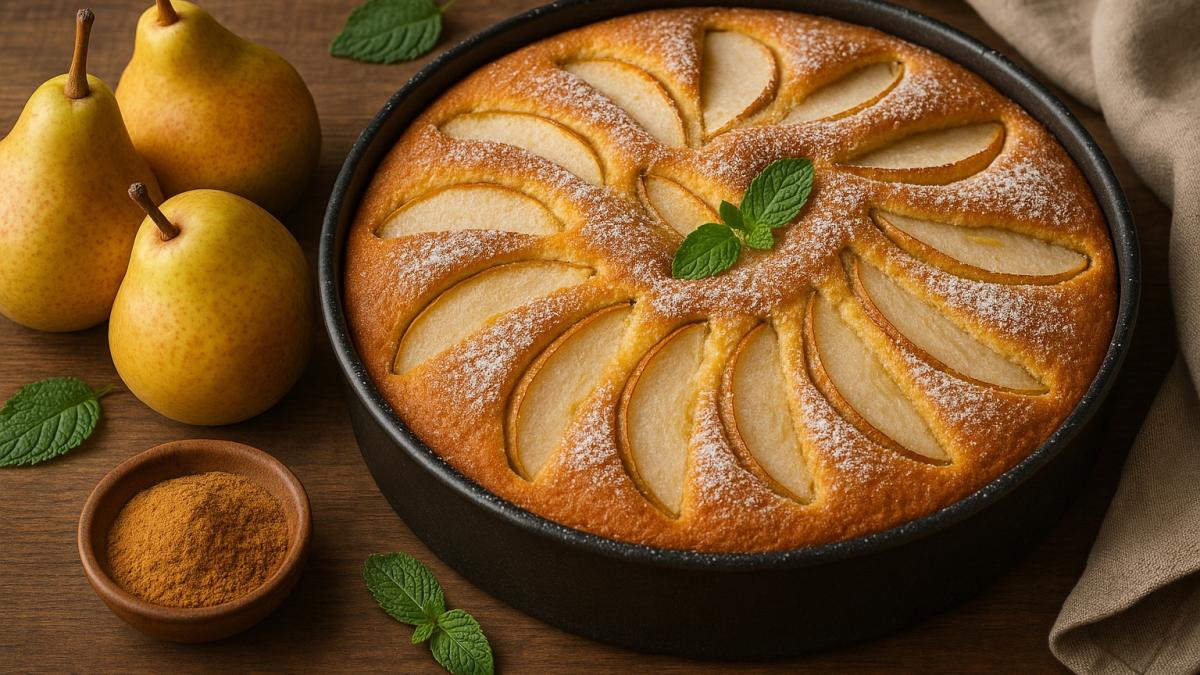 Домашний пирог с грушей и корицей Домашний пирог с грушей и корицей