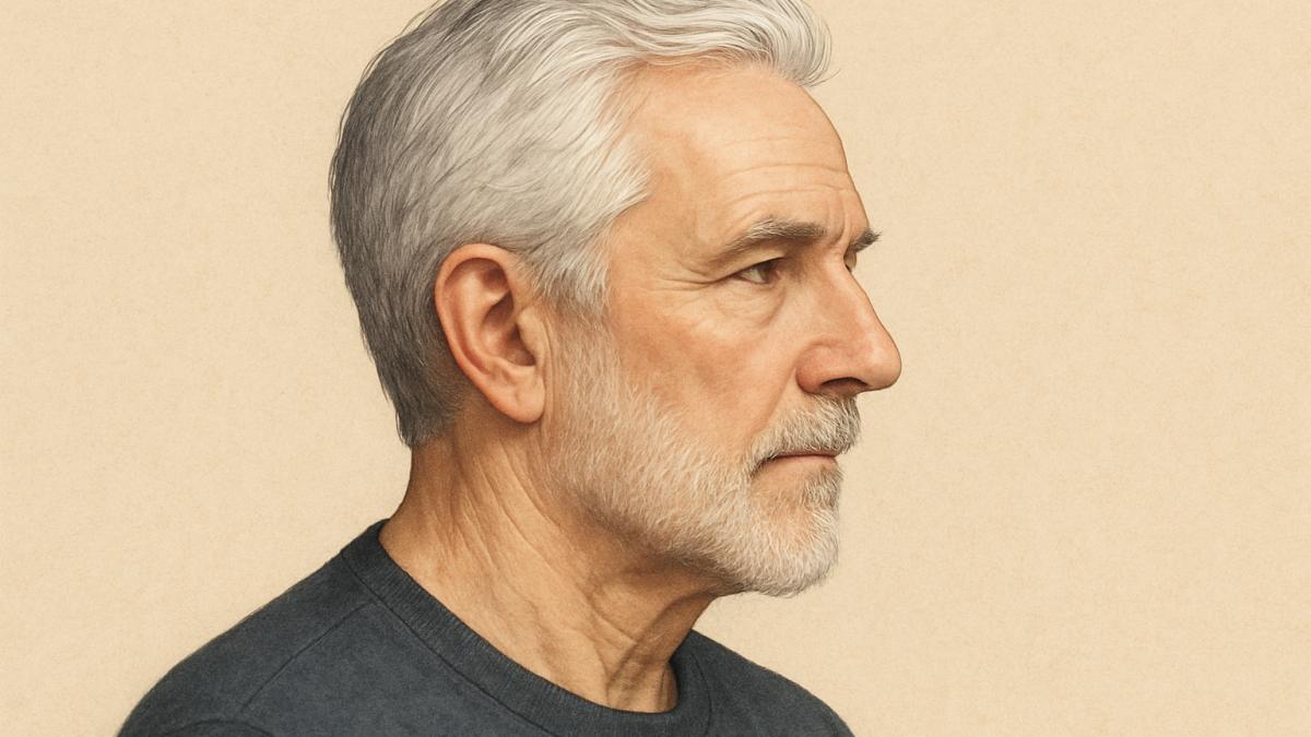 Седой мужчина в профиль Седой мужчина в профиль