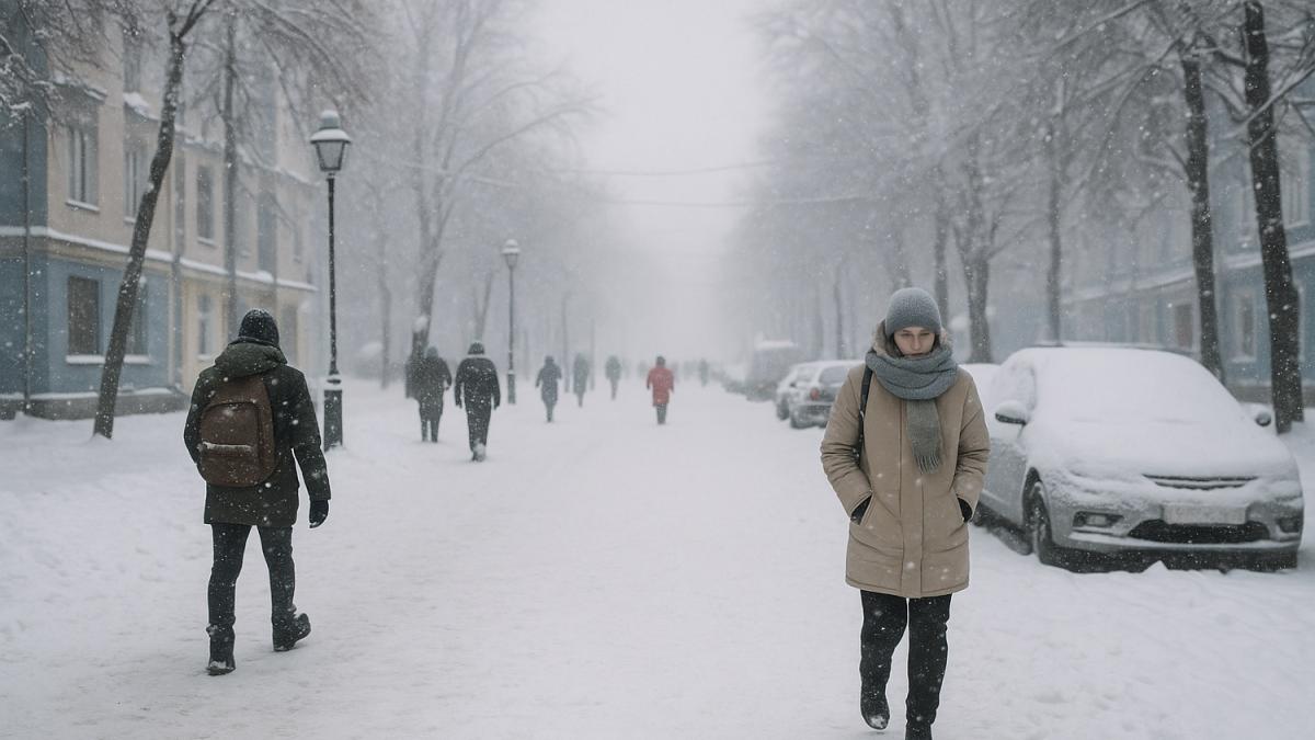Заснеженная улица зимой