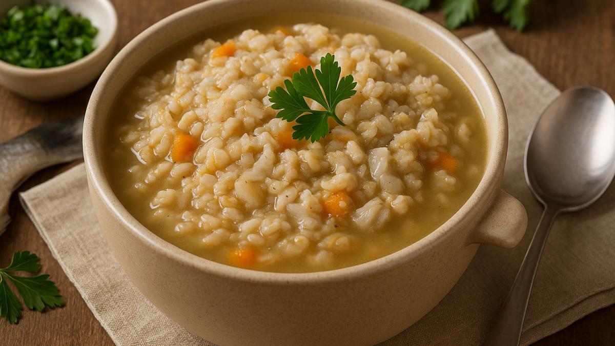 Каша из овсяной крупы на рыбном бульоне