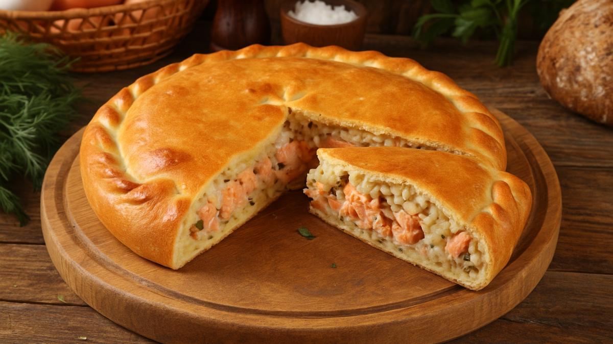 Пирог с красной рыбой и рисом по-камчатски Пирог с красной рыбой и рисом по-камчатски
