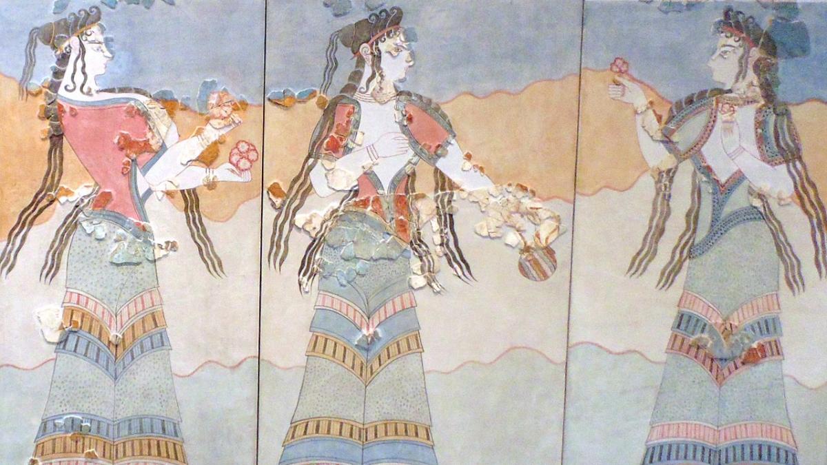 минойская культура, фреска из Кносского дворца, Крит минойская культура, фреска из Кносского дворца, Крит