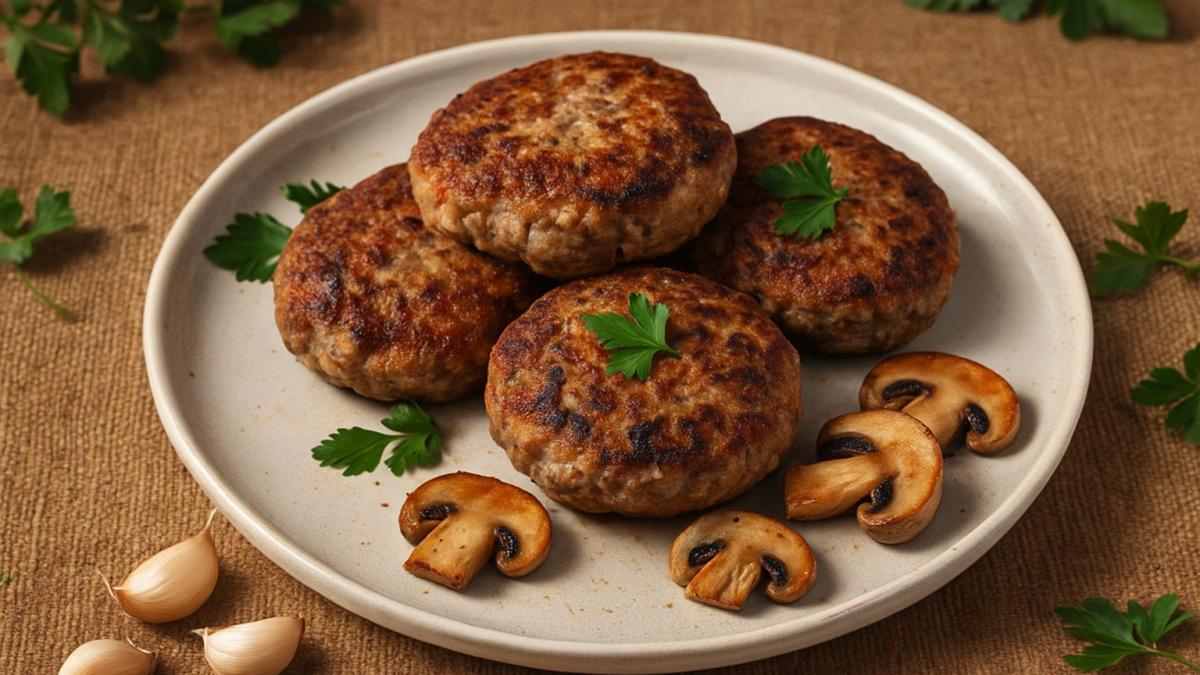 Говяжьи котлеты с грибами и чесноком Говяжьи котлеты с грибами и чесноком