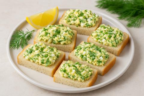 Шеф-повара рекомендуют добавлять сезонные продукты в мини-сэндвичи с яйцом и зеленью для разнообразия вкуса