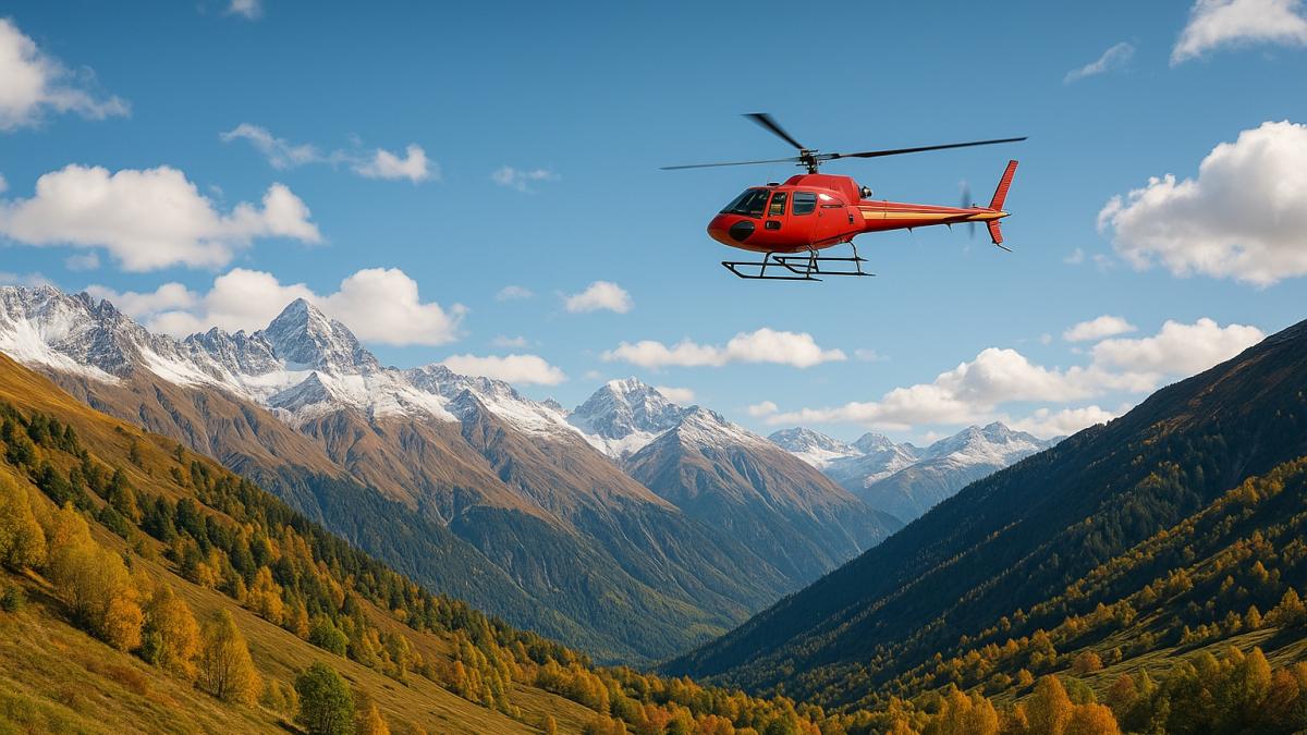 Вертолёт над горами