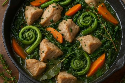 Как приготовить рагу с папоротником и дикими травами — северное блюдо с лесным акцентом