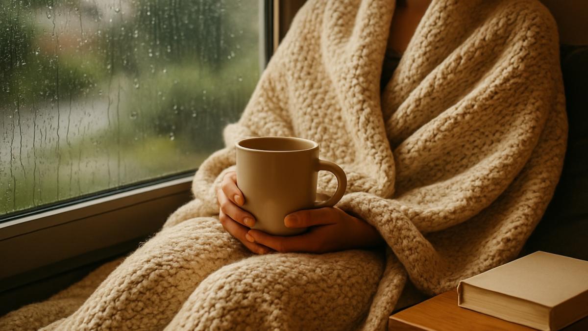 Тёплый плед и дождь за окном