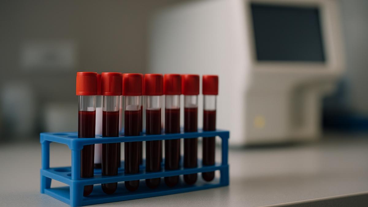 Пробирки с образцами крови в лаборатории Пробирки с образцами крови в лаборатории