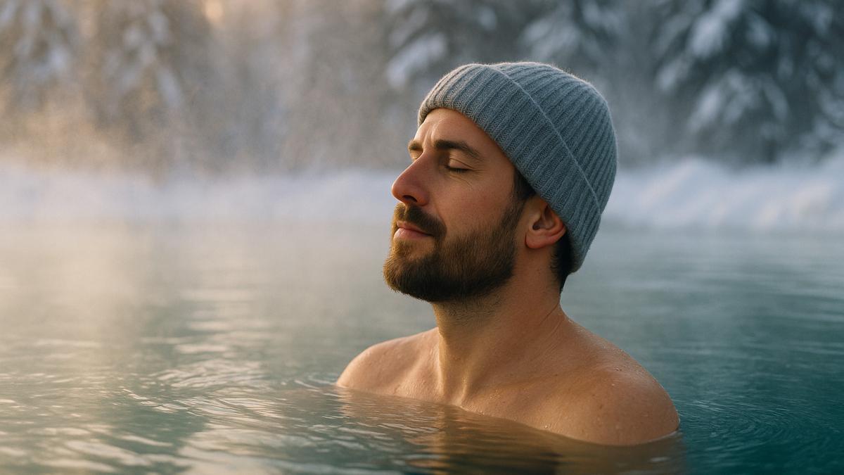 Отдых в горячем источнике зимой