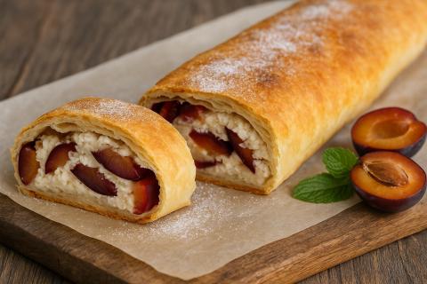 Кулинары отмечают рост популярности штруделя с творогом и сливами как универсального домашнего десерта