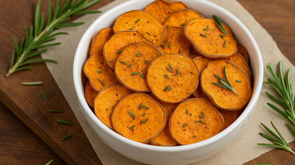 Чипсы из сладкого картофеля с розмарином