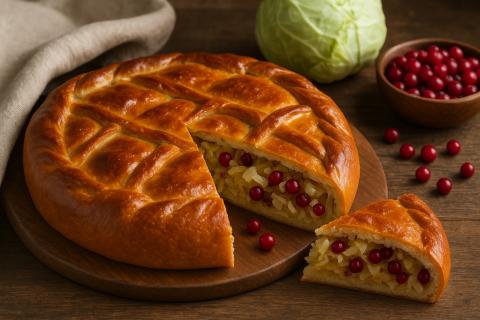 Нутрициолог подчеркнул, что пирог с капустой и брусникой богат клетчаткой и витаминами