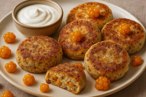 Сырники с морошкой и орехами подходят для осеннего завтрака — блюдо с клетчаткой и белком