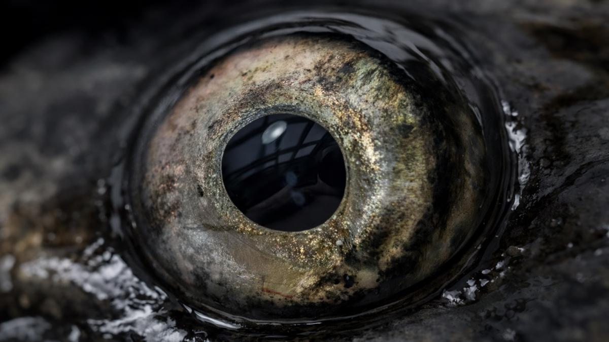 Глаз рыбы крупным планом