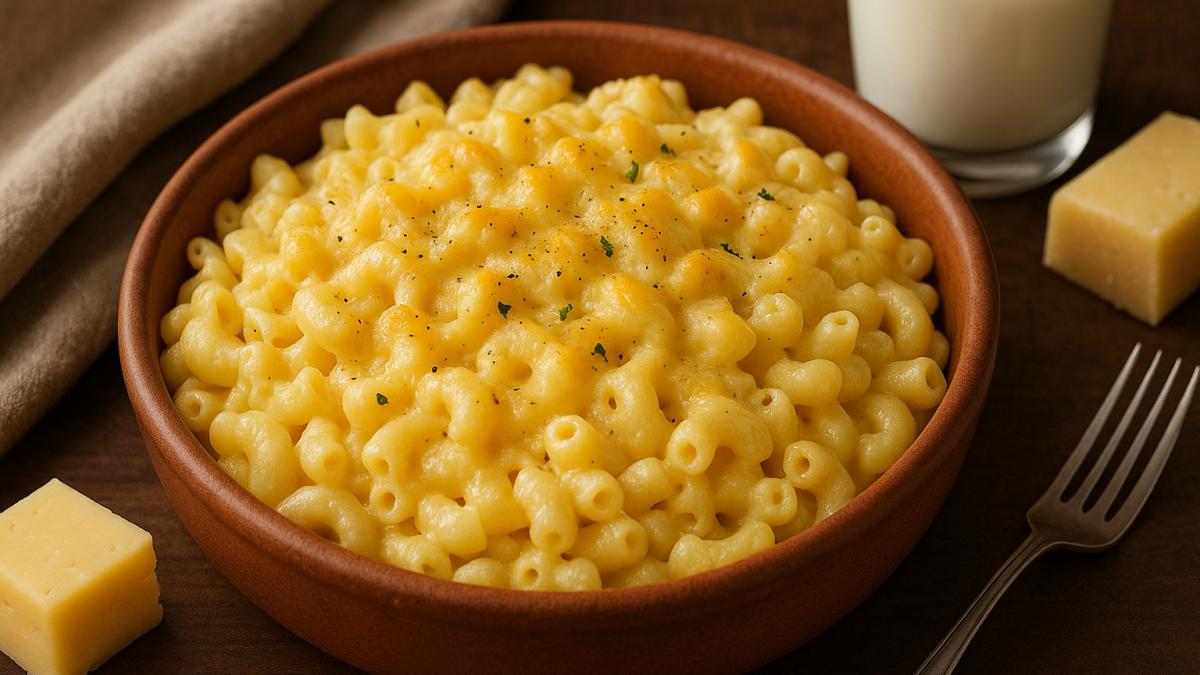 Макароны с сыром и молочным соусом
