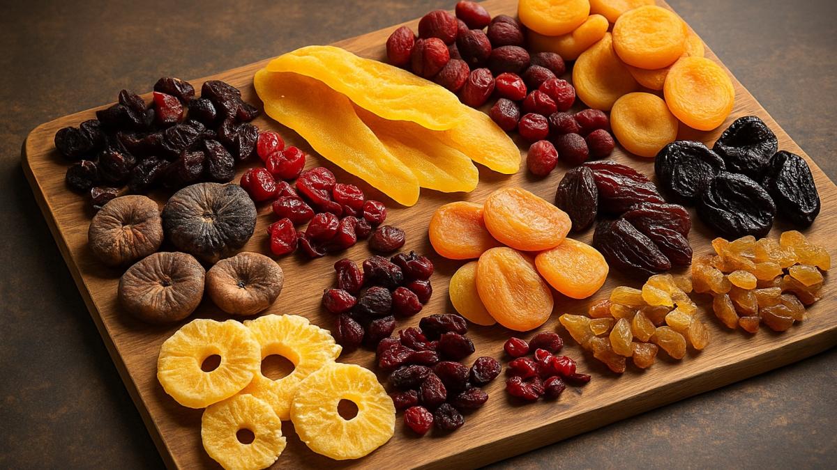 Ассорти сухофруктов на деревянной доске