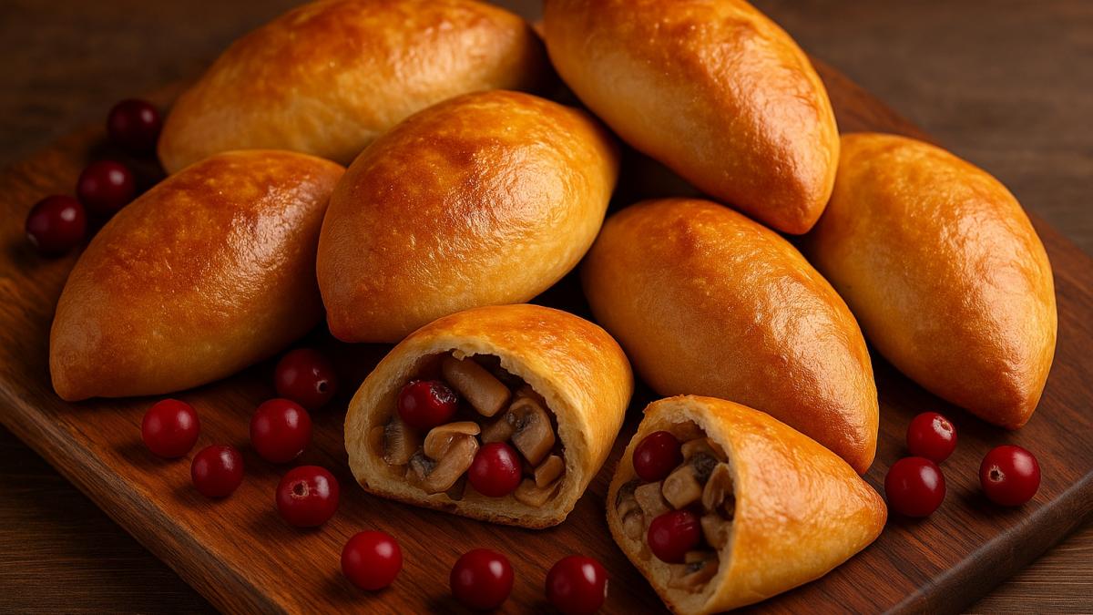 Пирожки с грибами и северной клюквой Пирожки с грибами и северной клюквой