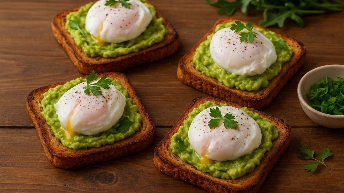 Хрустящие бутерброды с авокадо и яйцом пашот