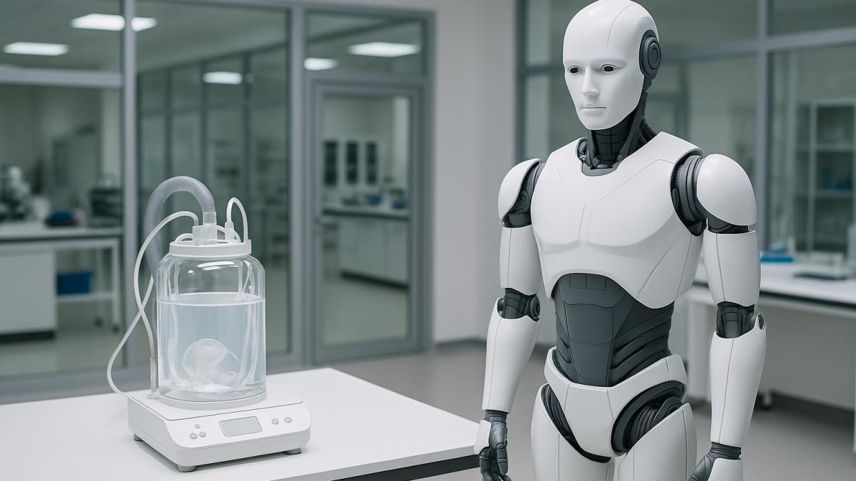 Гуманоидный робот в лаборатории