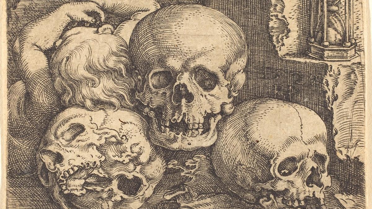 Бартель Бехам, гравюра Младенец с тремя черепами, 1529 год