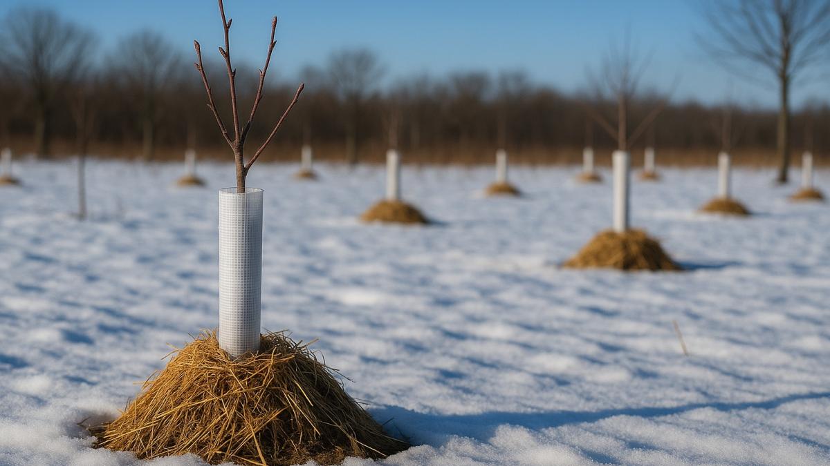Молодые саженцы зимой