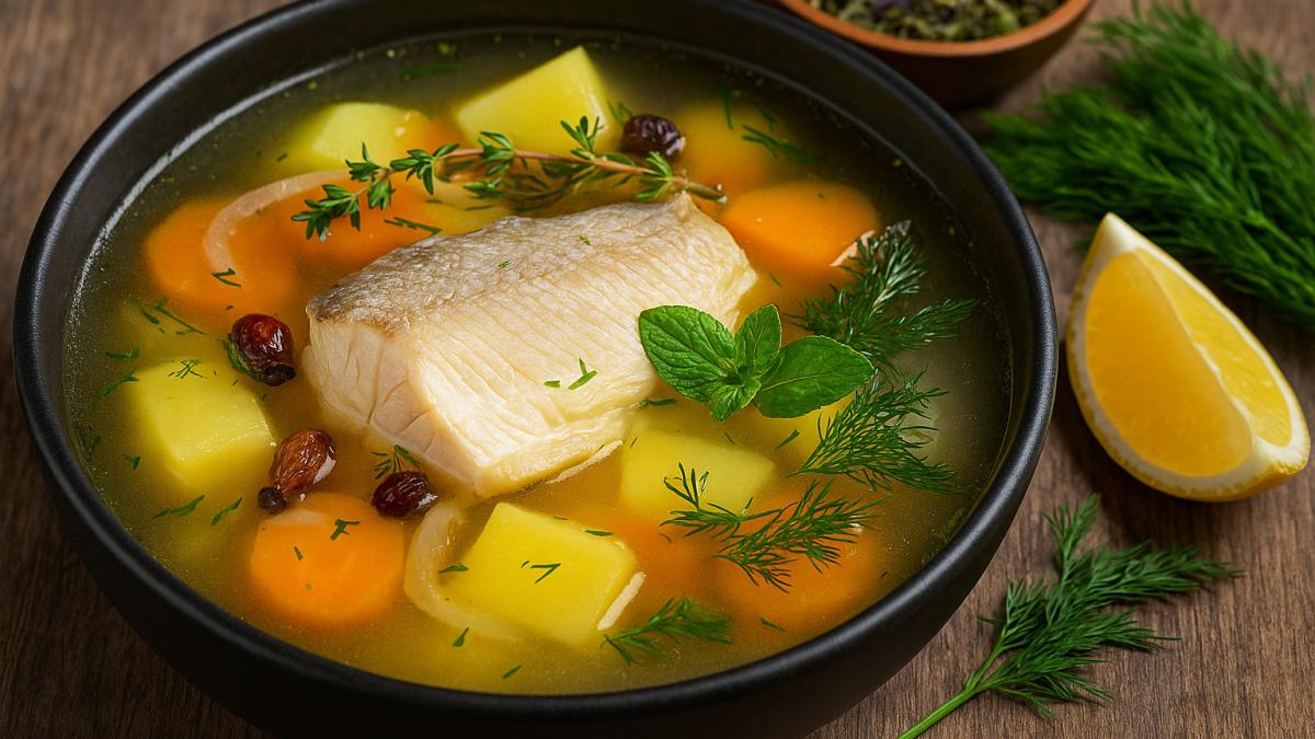 Суп из муксуна с таёжными травами