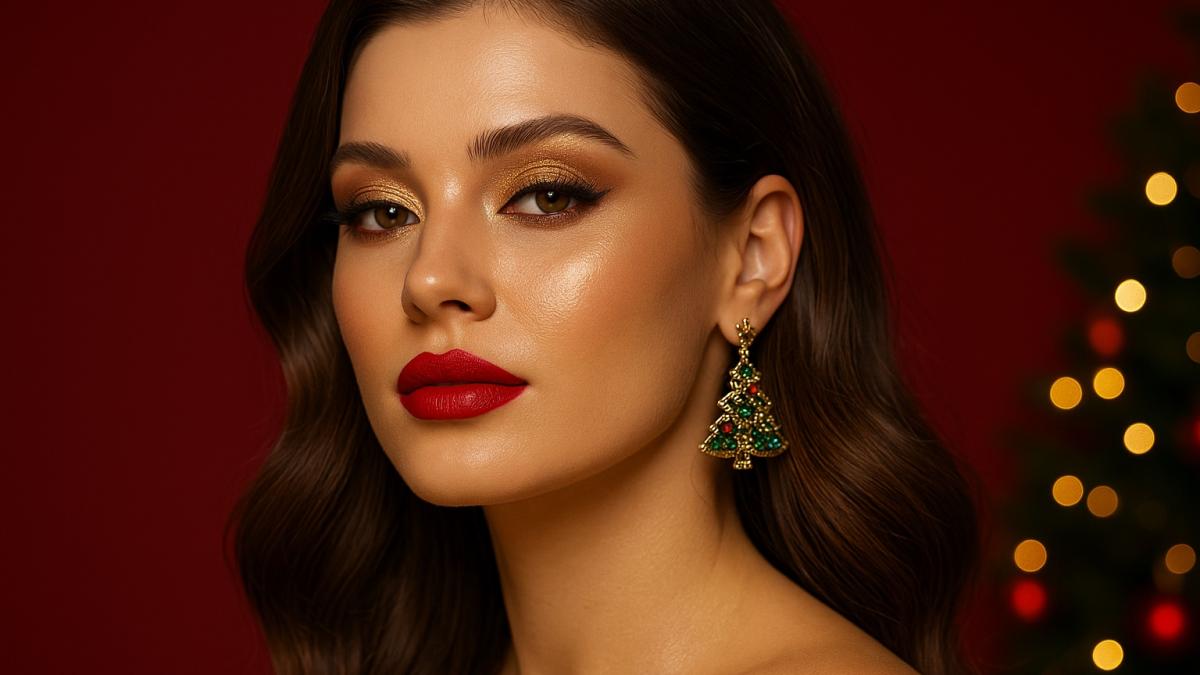 Рождественский макияж в стиле гламур