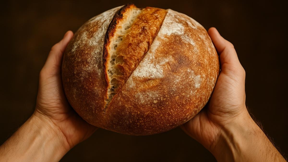 Свежий хлеб в руках