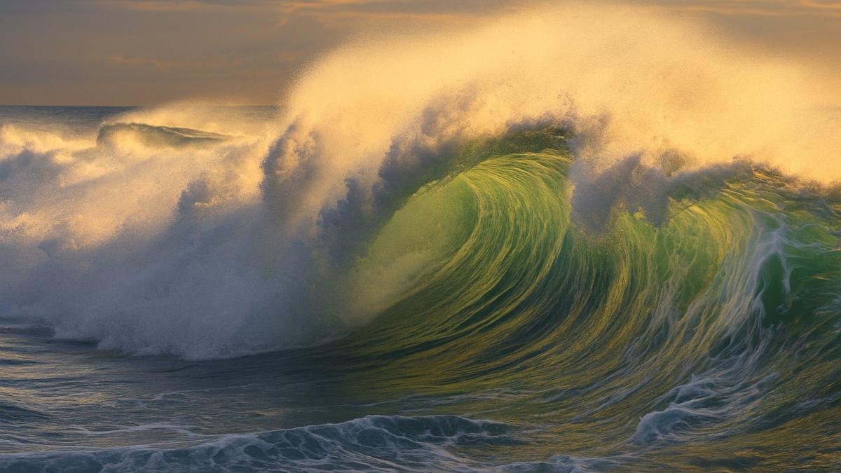 Волны океана на закате