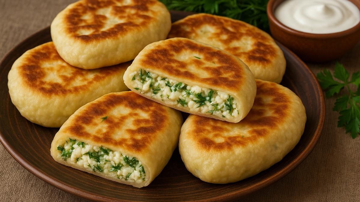 Лепёшки с творогом и зеленью
