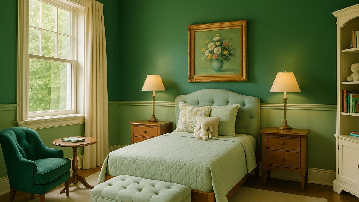 Зелёная детская комната