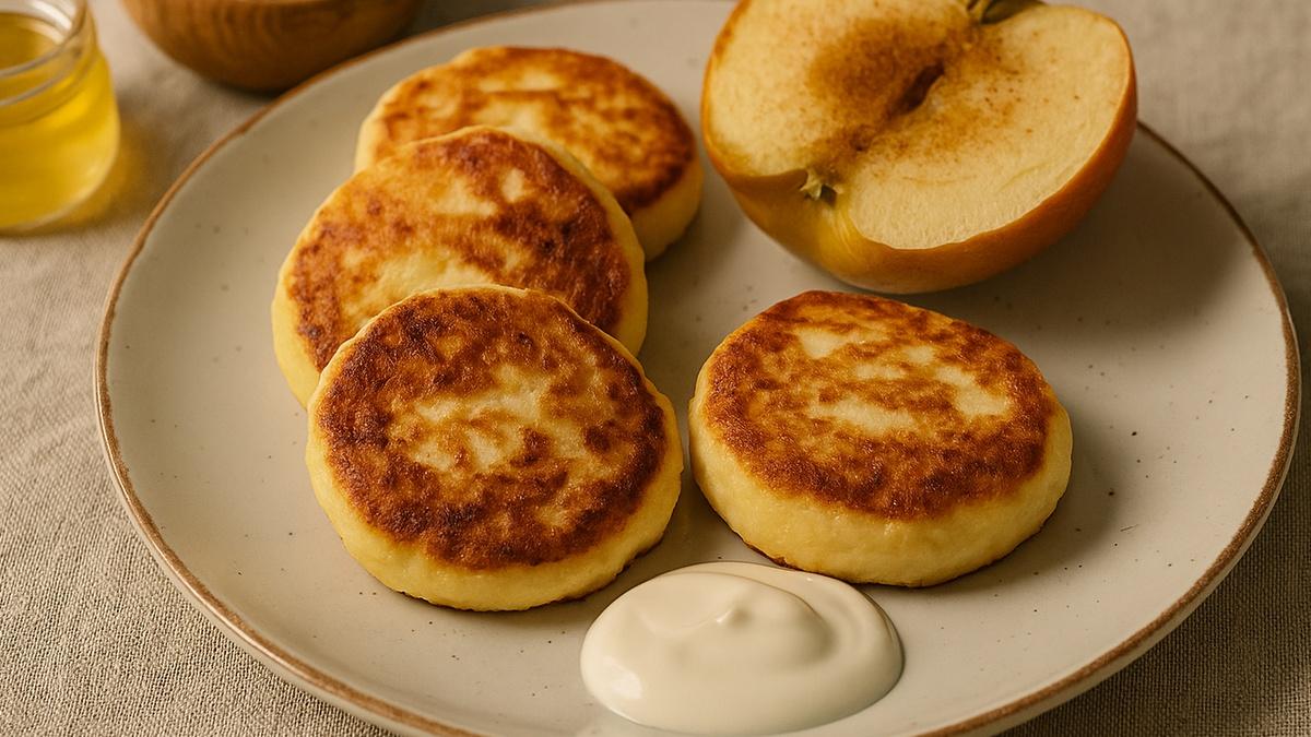 Сырники на овсяной основе с печёным яблоком Сырники на овсяной основе с печёным яблоком