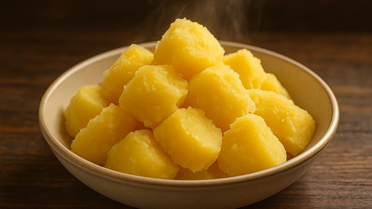 Варёный картофель в тарелке