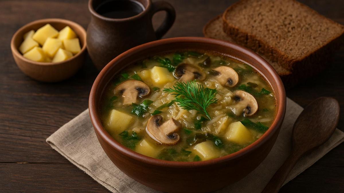 Щи с репой, грибами и ржаным квасом