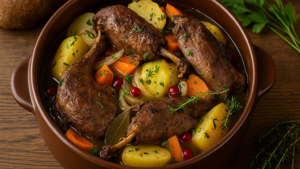 Жаркое из дикой утки и картофеля