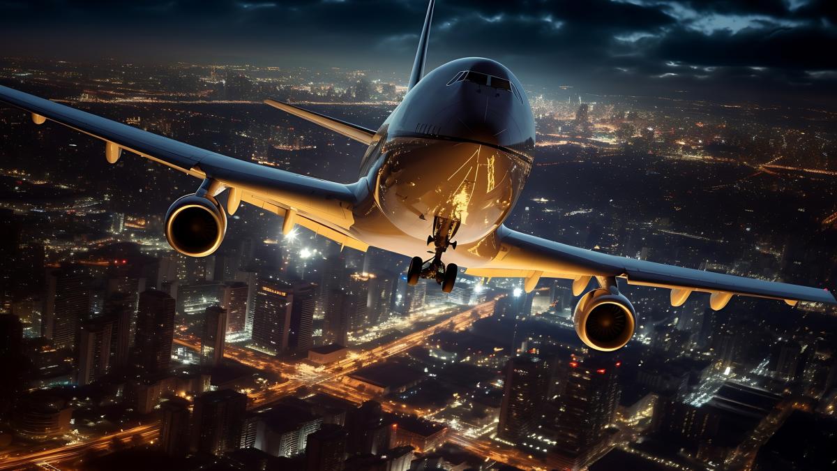 самолет летит в небе