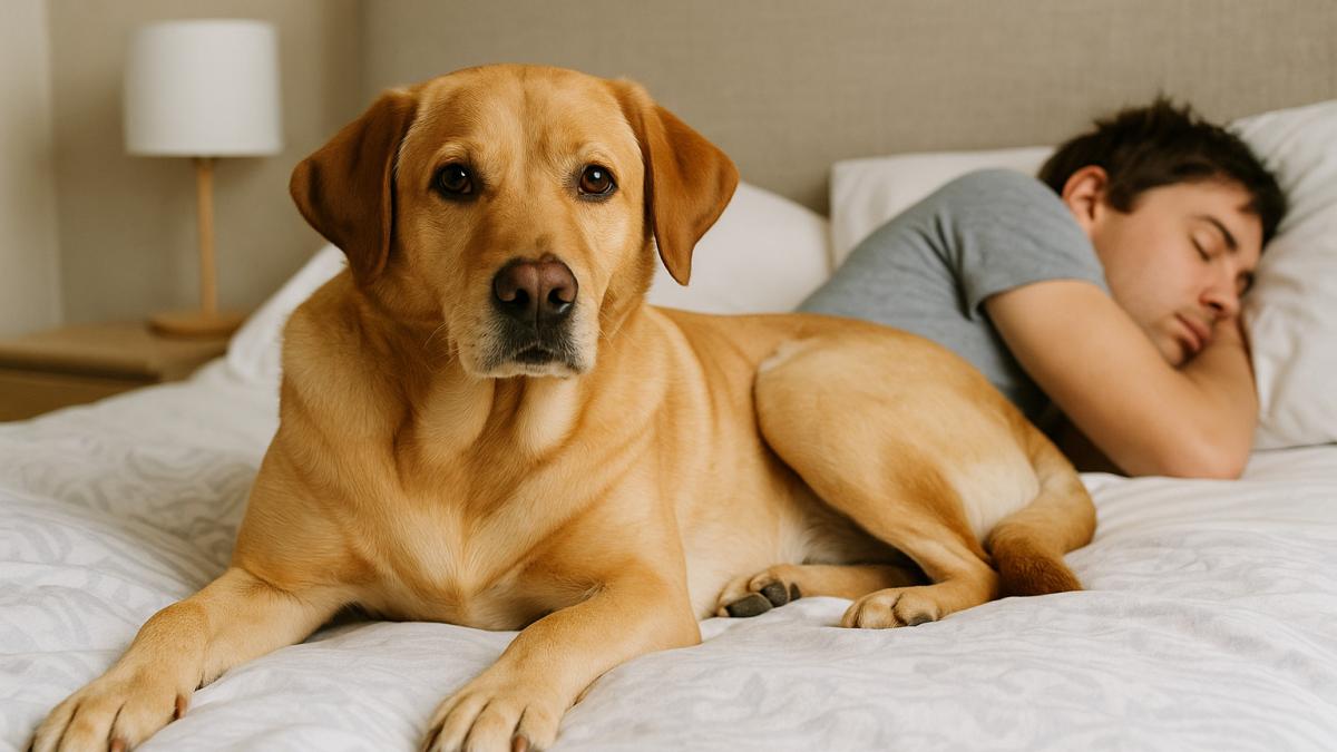 Собака в кровати