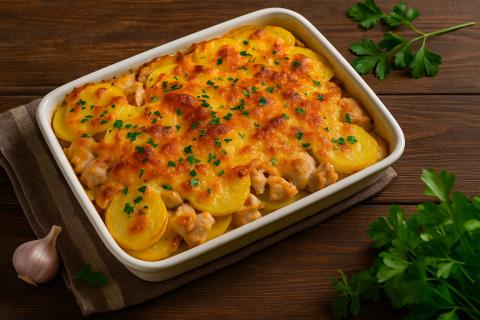 Фуд-стилист: картофельная запеканка с курицей и сыром украсит праздничный стол