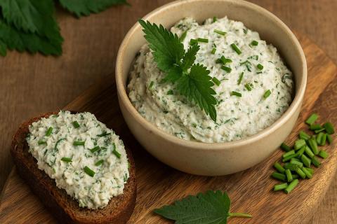 Как приготовить пасту из сушёной рыбы с крапивой и сметаной — сезонная закуска за 10 минут