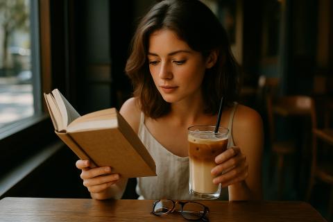 Образ книги и чашки кофе как визуальный знак интеллектуальности в современном городе