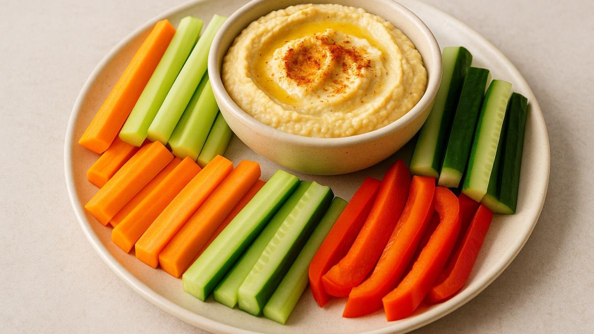 Овощные палочки с хумусом Овощные палочки с хумусом